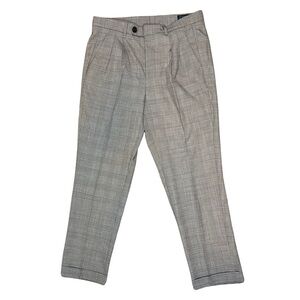 AllSaints Brown/Tan/Beige/Gray Plaid Pleated Dress Pants 180/76A NWOT 30x26